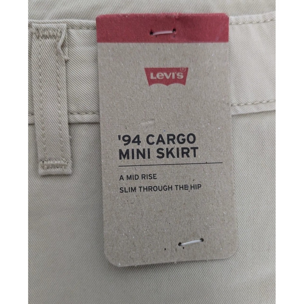 NEW Levi's 94 Cargo Skirt Khaki Size 33 Mini Retro Tan Beige - 100% Cotton - Picture 7 of 7